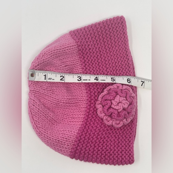 2H KNITS: Pink Knit Hat with Flower 🌸 Size: Kids Large - Picture 6 of 7